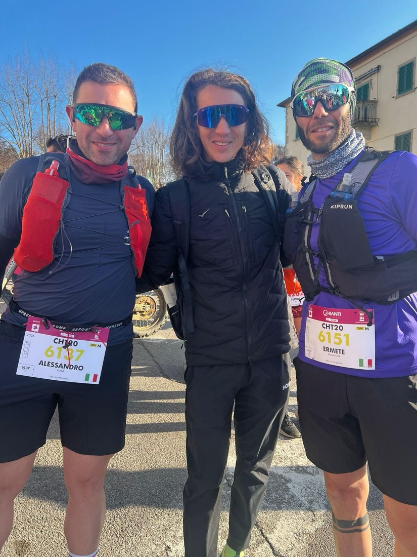 Con due compagni al Chianti Ultra Trail by UTMB, marzo 2026